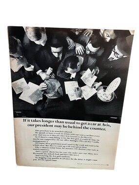 1969 Avis Rent A Car President Behind Counter Vintage Ad